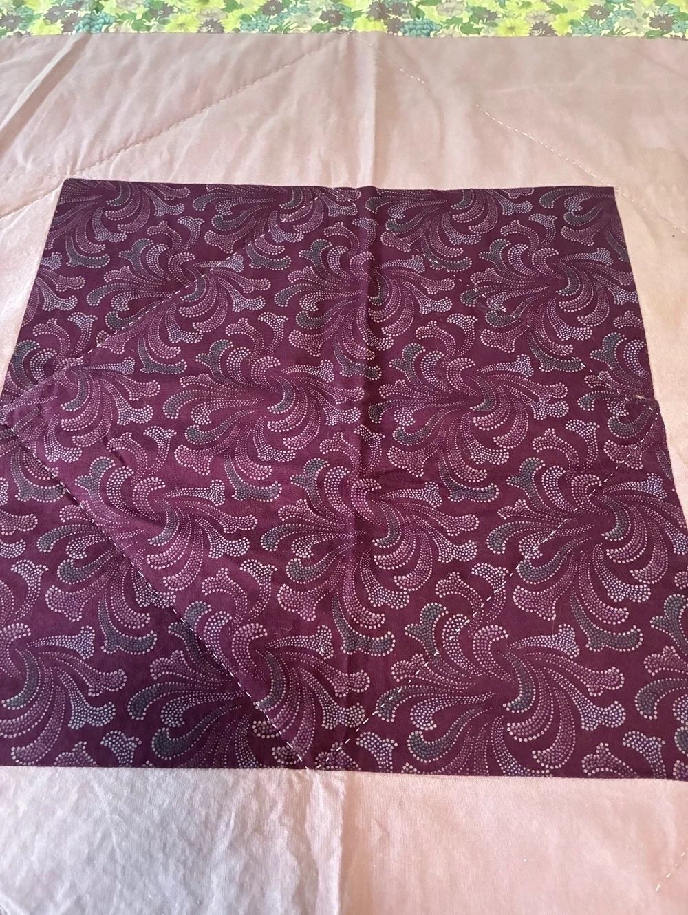 Vintage Quilted card table cover 36